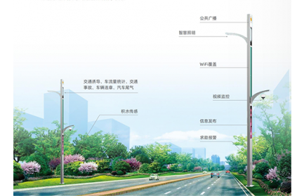 以城市路灯杆、多功能杆为载体，与AI智能、云计算、物联网等技术完美结合，建设强大智慧城市。